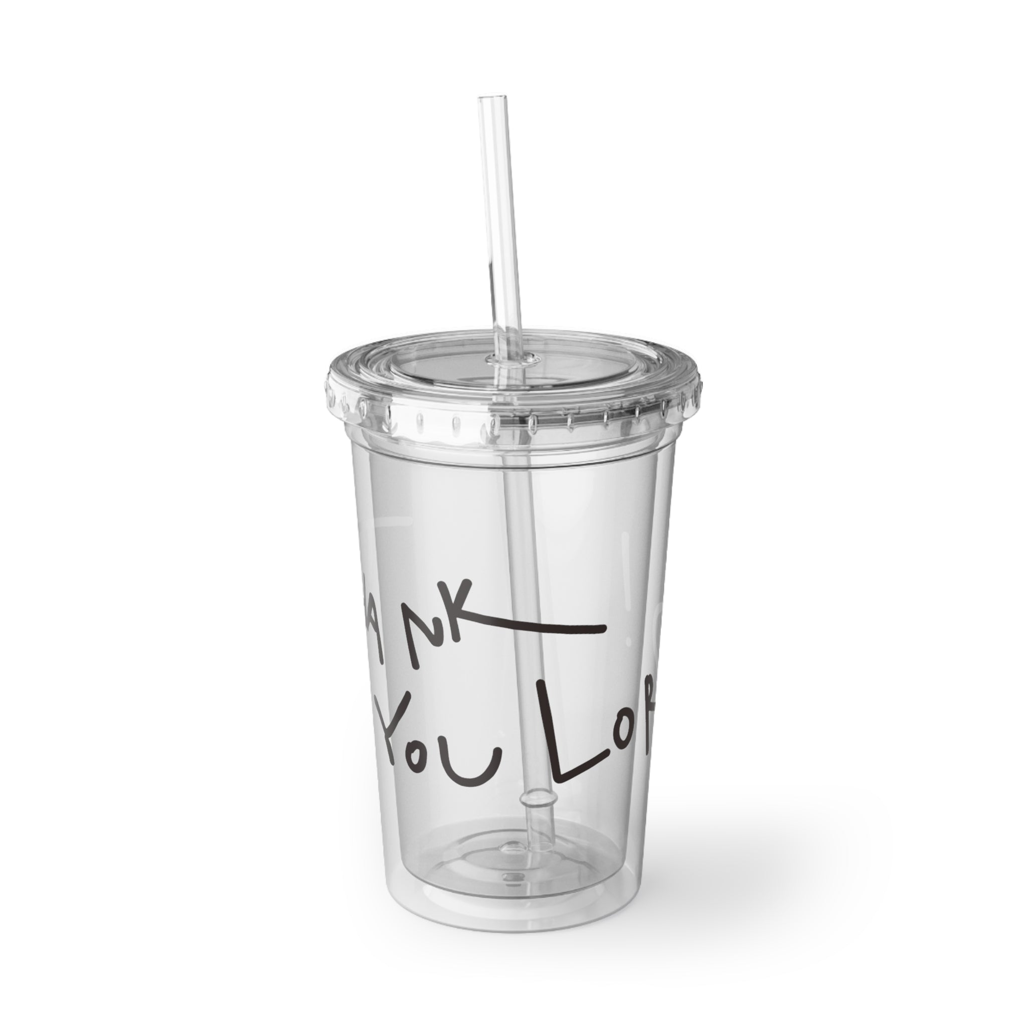 Acrylic Tumbler — Handwritten 'Thank You Lord' Script Travel Cup
